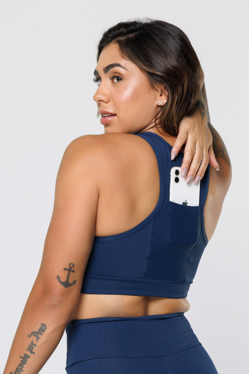 01 top poliamida nadador com bolso nas costas azul marinho