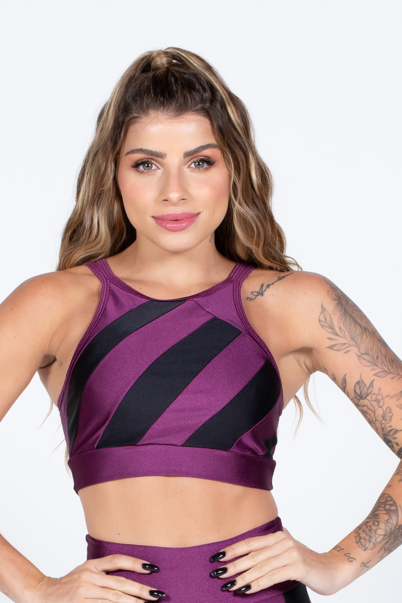 01 top fitness metalic poliamida malbec com preto