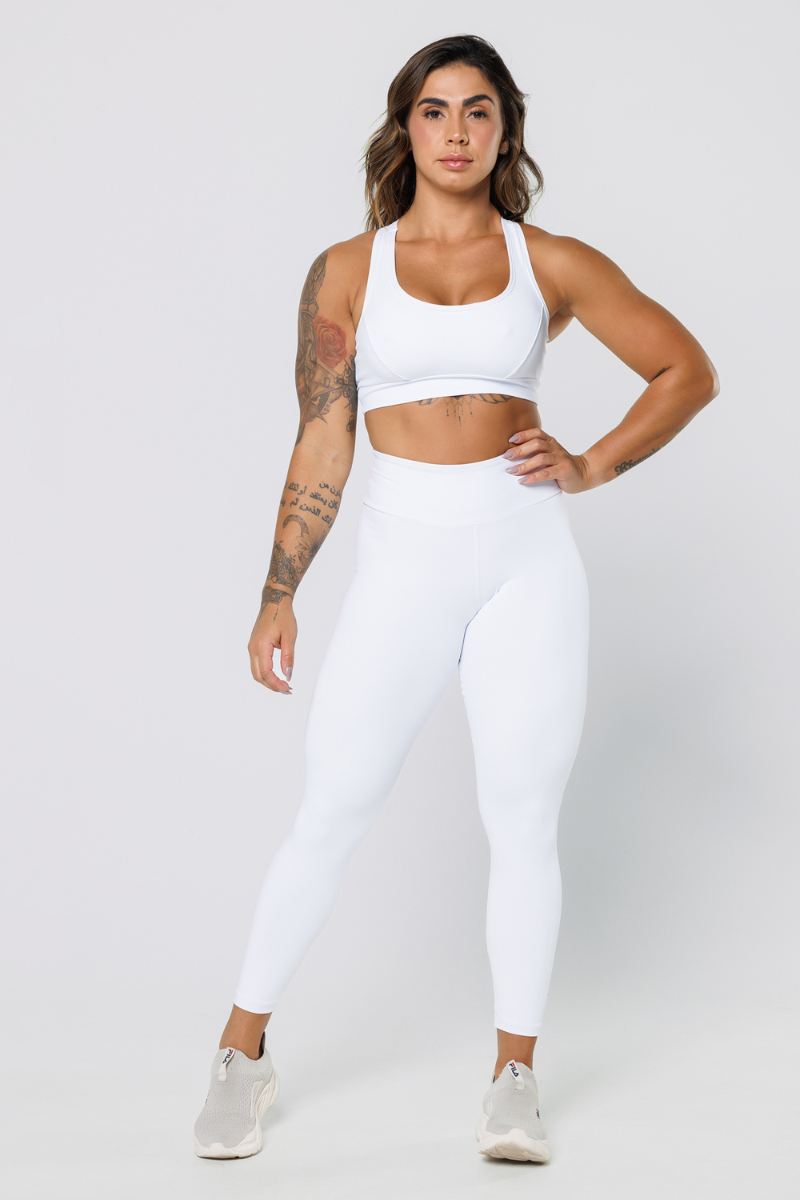 Calça Legging Fitness Poliamida Branca