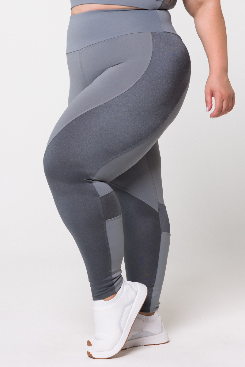 04 calca legging poliamida pluz size cinza com recortes metalic