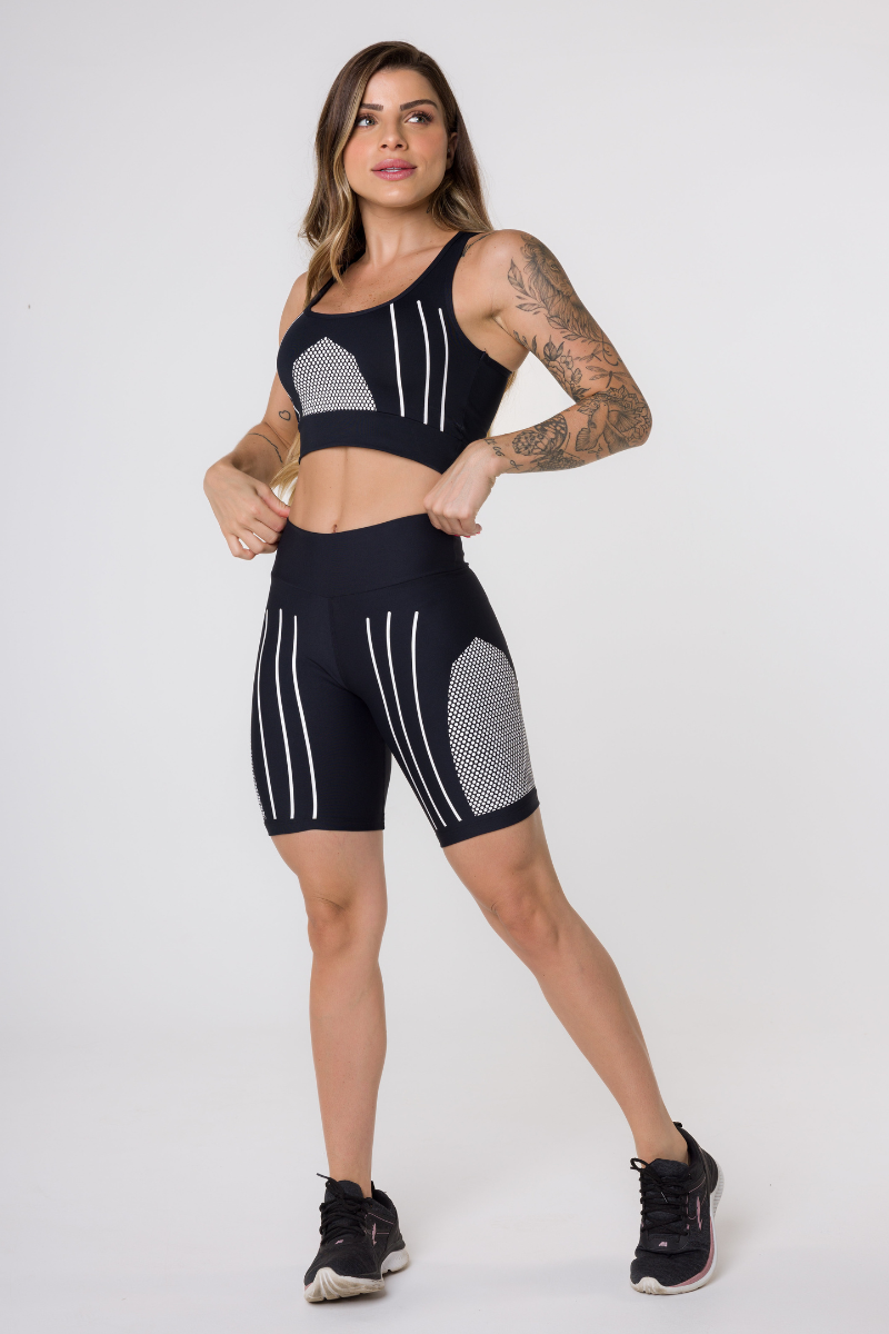 05 bermuda fitness poliamida compressao preta