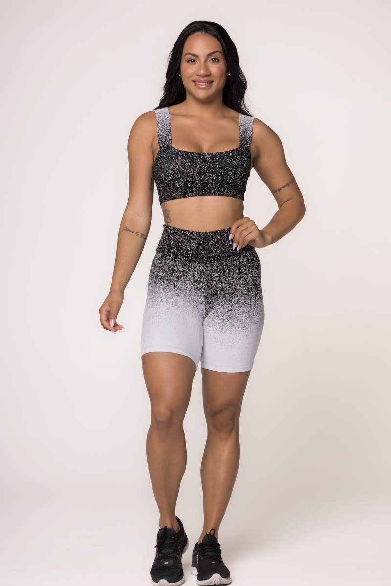03 bermuda fitness ciclista jacquard degrade preto com branco