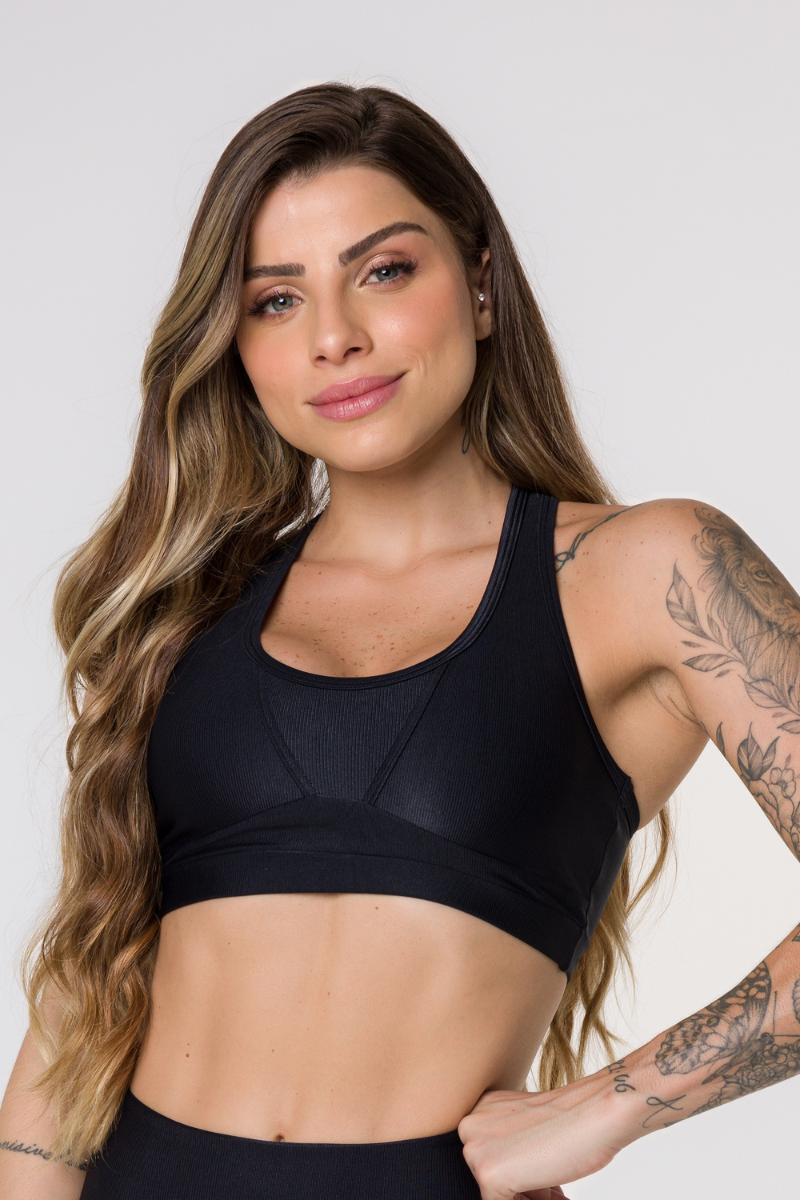 05 top fitness canelado nadador com bojo removivel preto