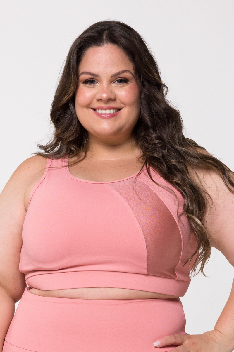 01 top fitness plus size poliamida com recorte rosa