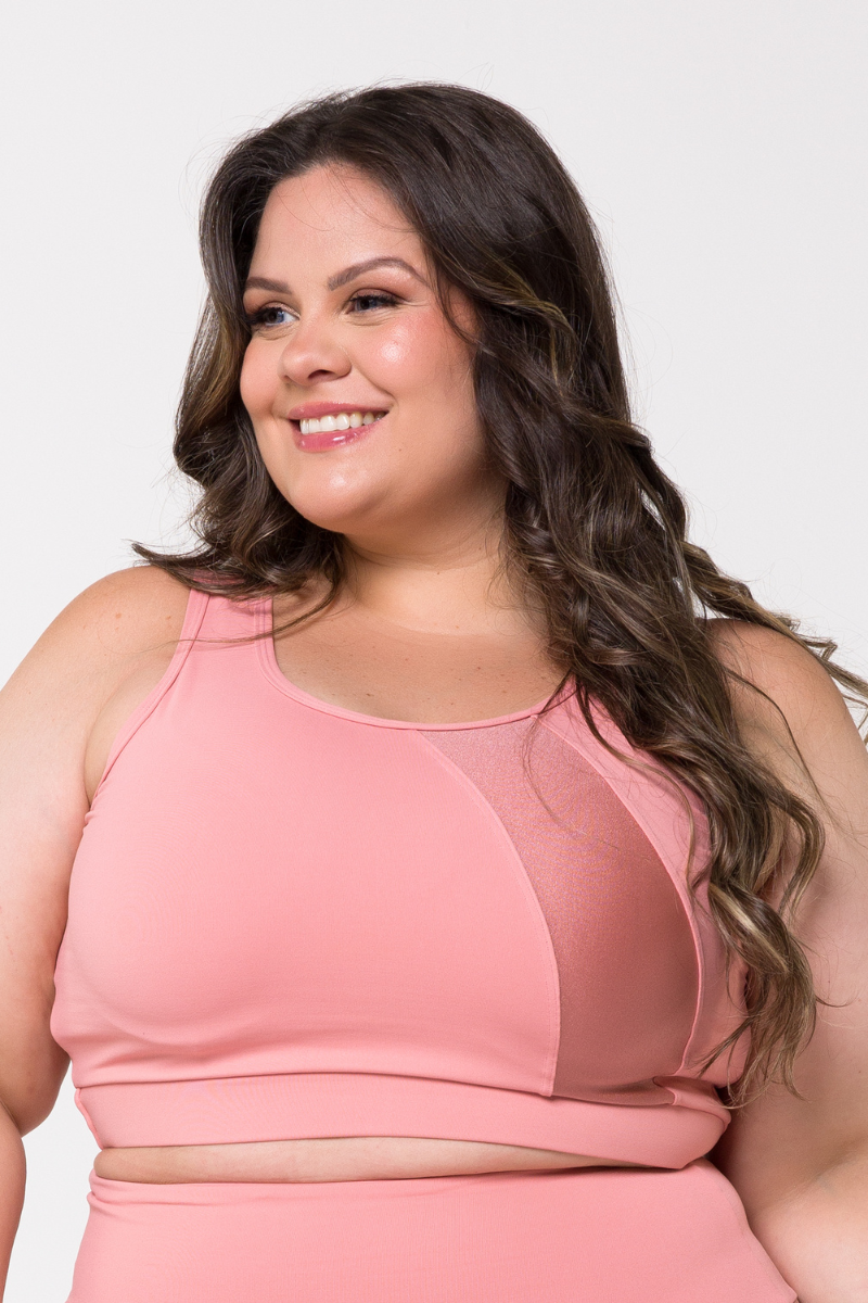 02 top fitness plus size poliamida com recorte rosa