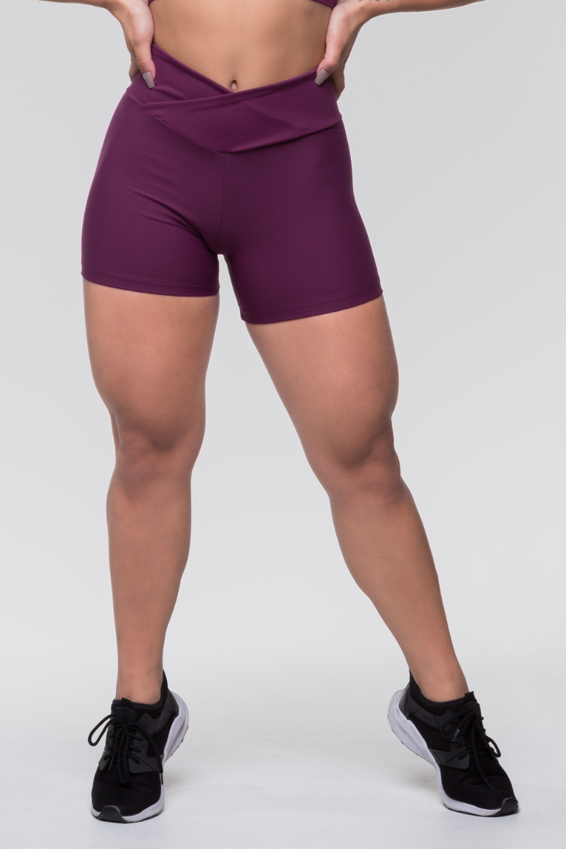 13 short fitness poliamida cos transpassado malbec