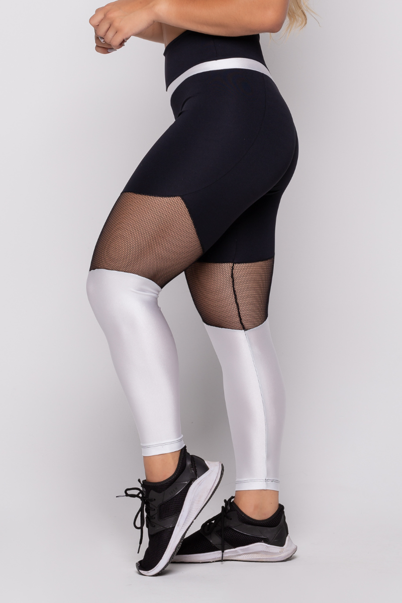 02 calca legging fitness poliamida branco com tela