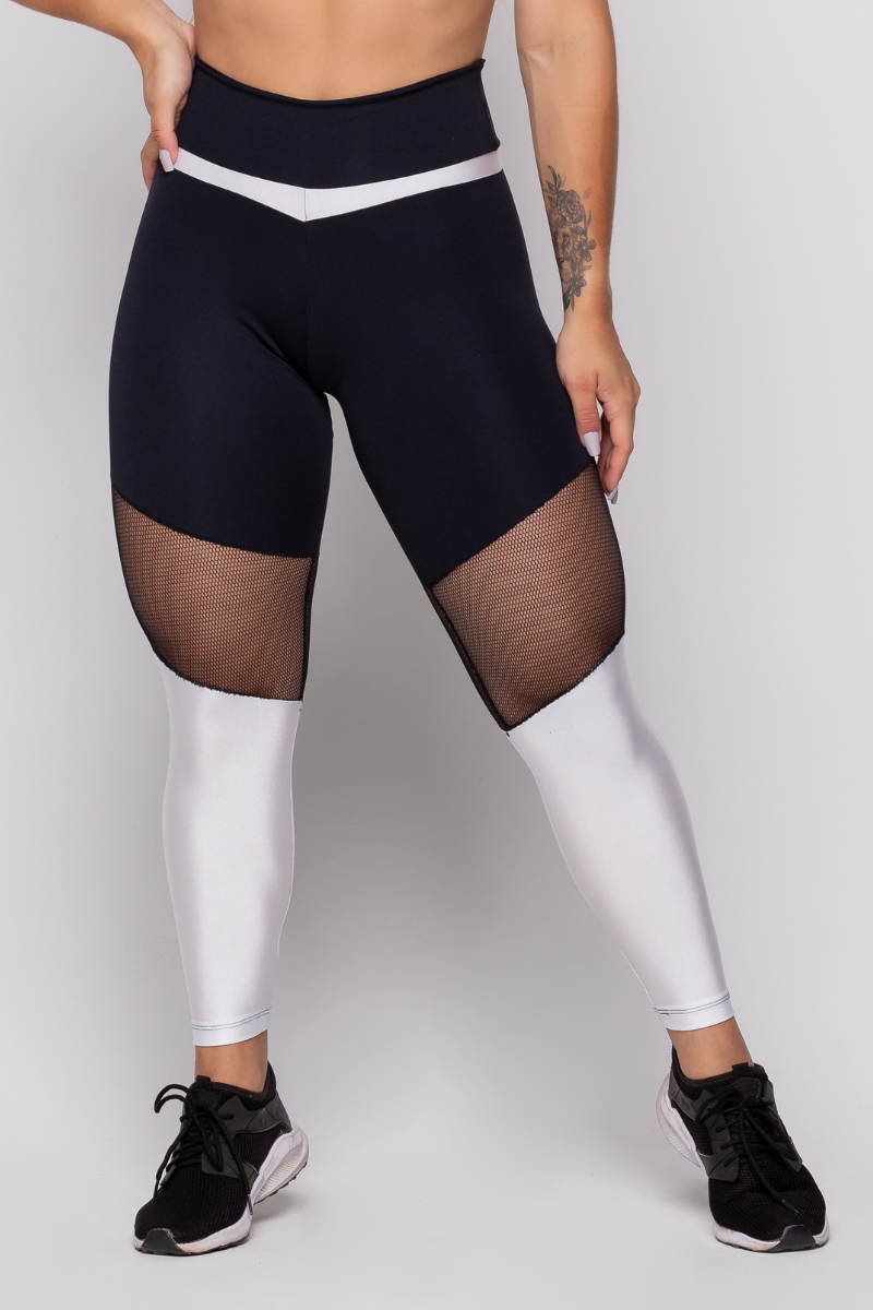 03 calca legging fitness poliamida branco com tela