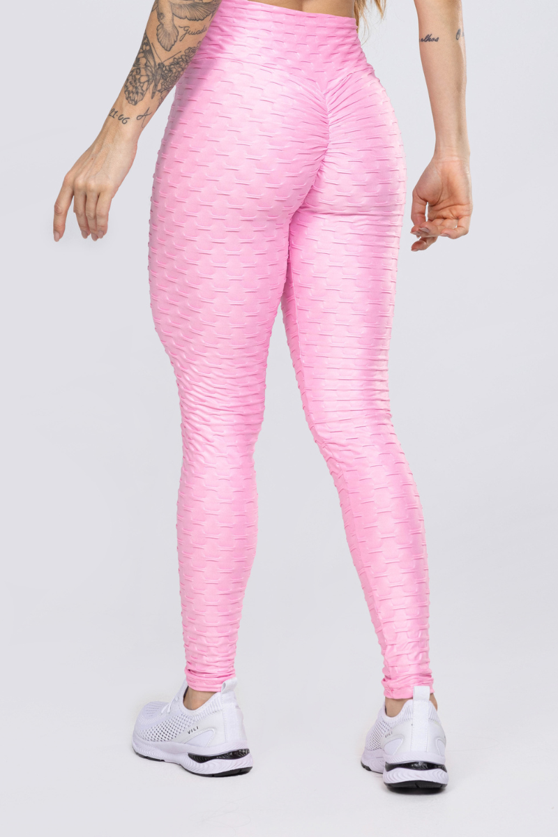 Calça Legging Fitness Empina Bumbum Rosa Claro