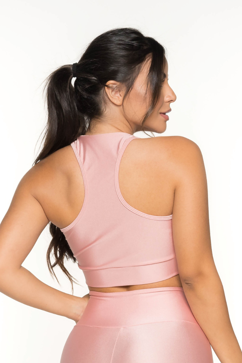 02 top fitness poliamida nadador metalic rose com branco