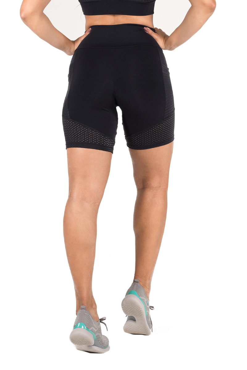 02 bermuda fitnes poliamida preto com bolso lateral