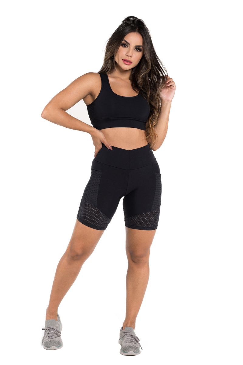 04 bermuda fitnes poliamida preto com bolso lateral