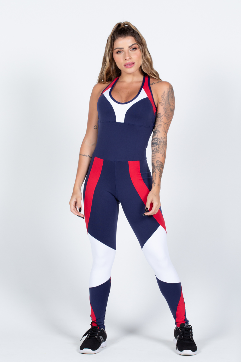 01 macacao fitness poliamida azul com bojo removivel