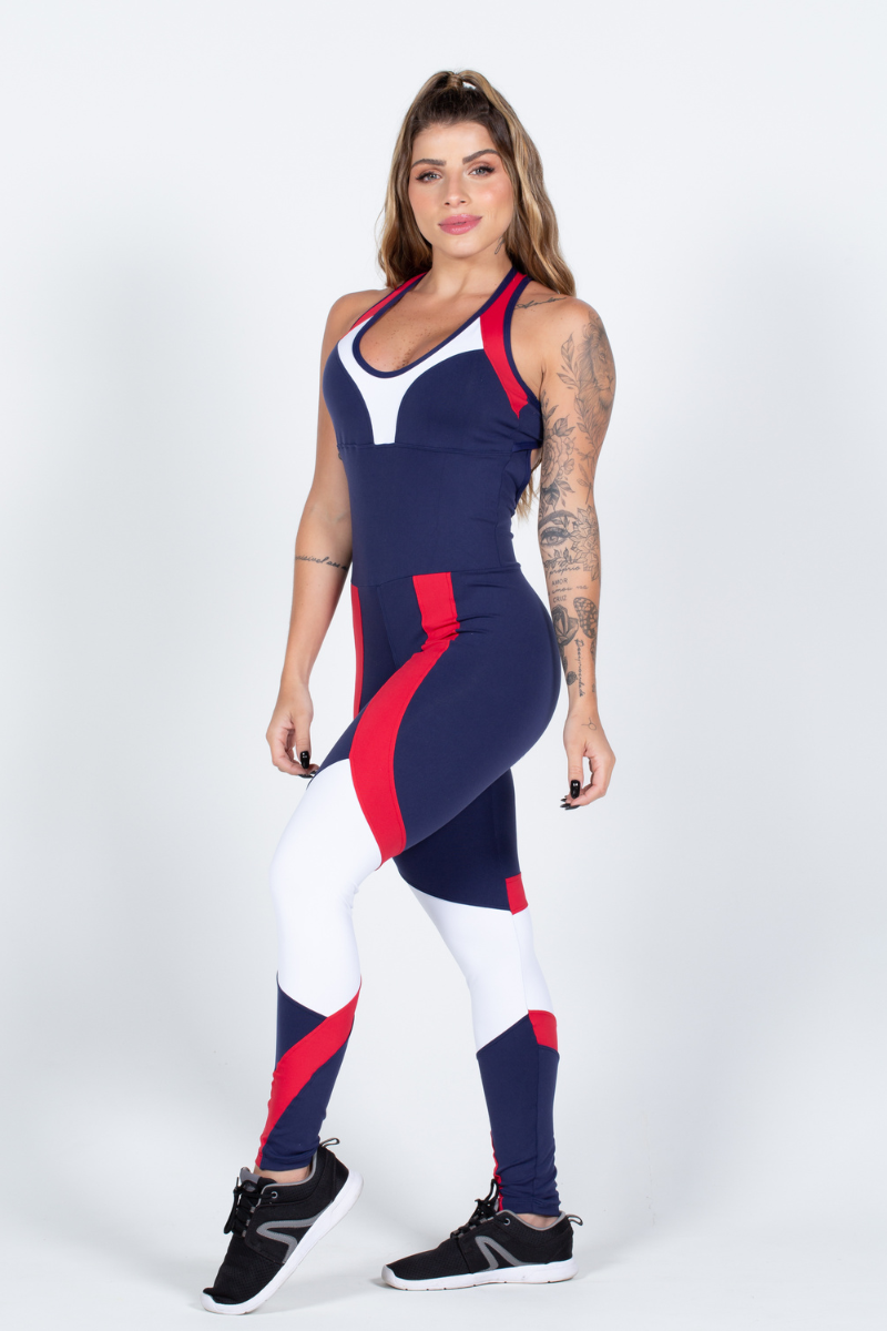 02 macacao fitness poliamida azul com bojo removivel