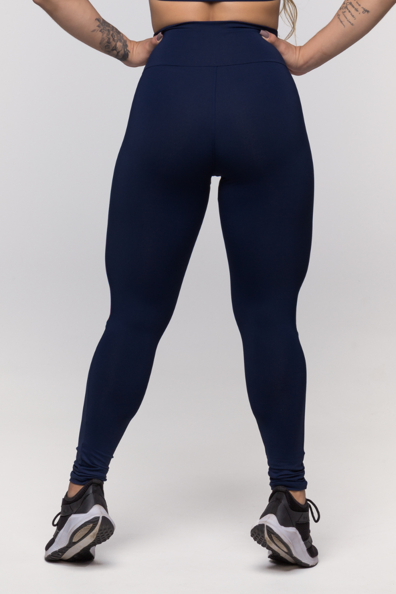 03 calca legging poliamida azul marinho com vermelho valentino