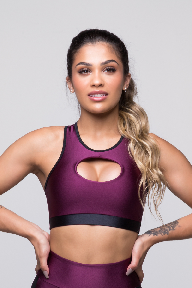 07 top fitness metalic poliamida malbec com preto