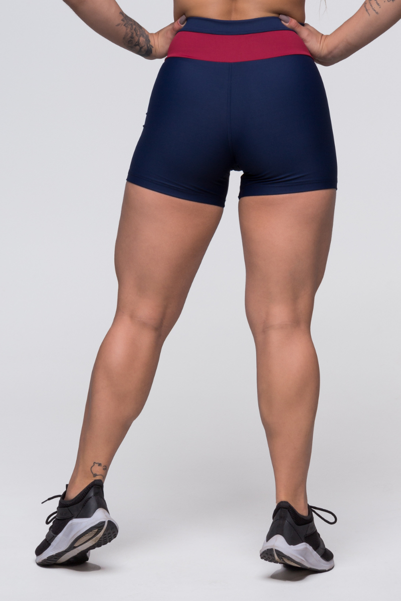 01 short fitness poliamida cos transpassado azul marinho com valentino