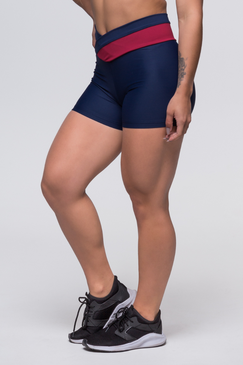03 short fitness poliamida cos transpassado azul marinho com valentino