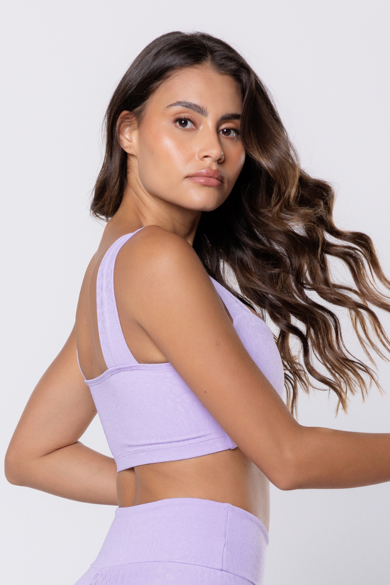 05 cropped top fitness poliamida faixa jacquard lilas