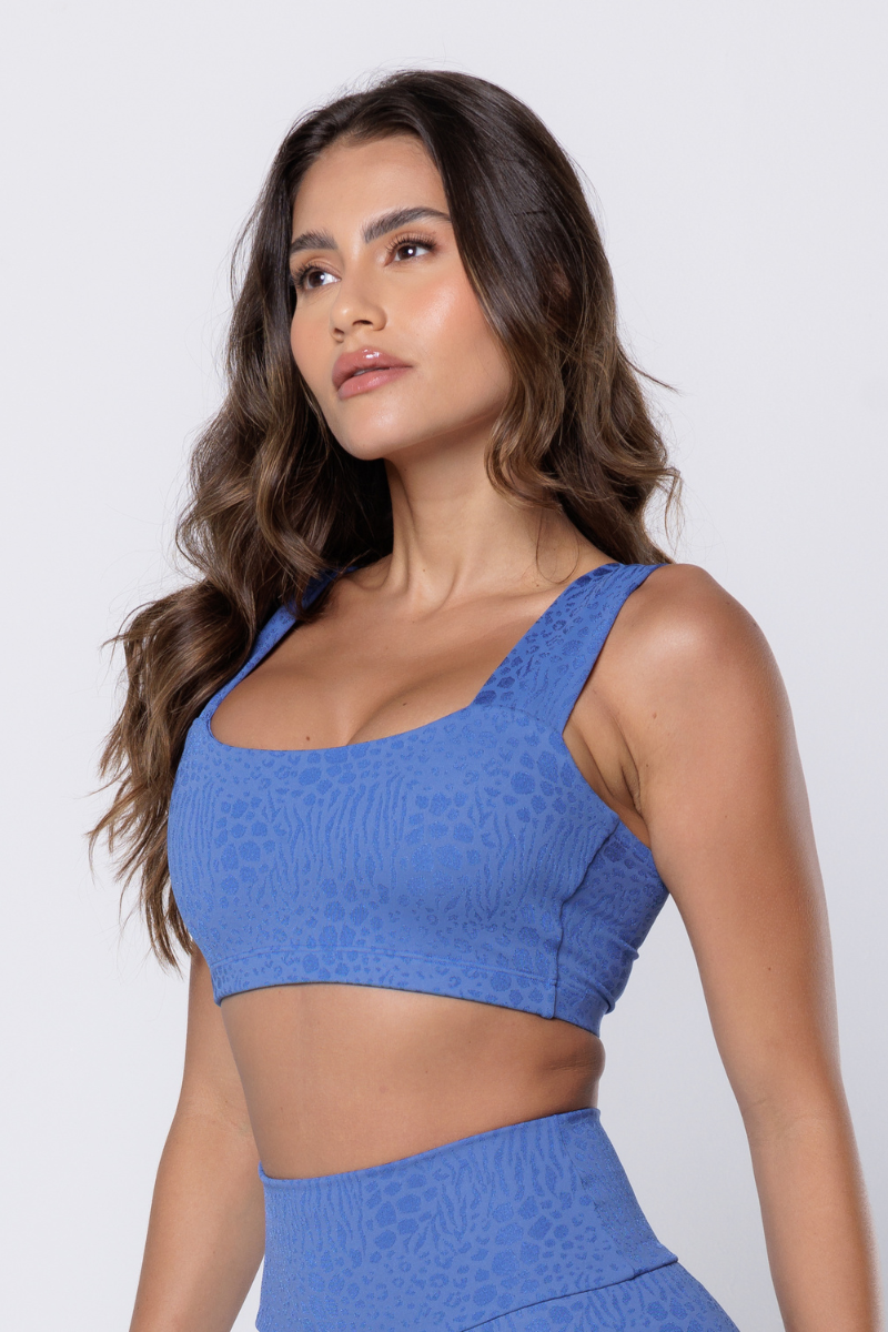 01 cropped top fitness poliamida faixa jacquard blue boy