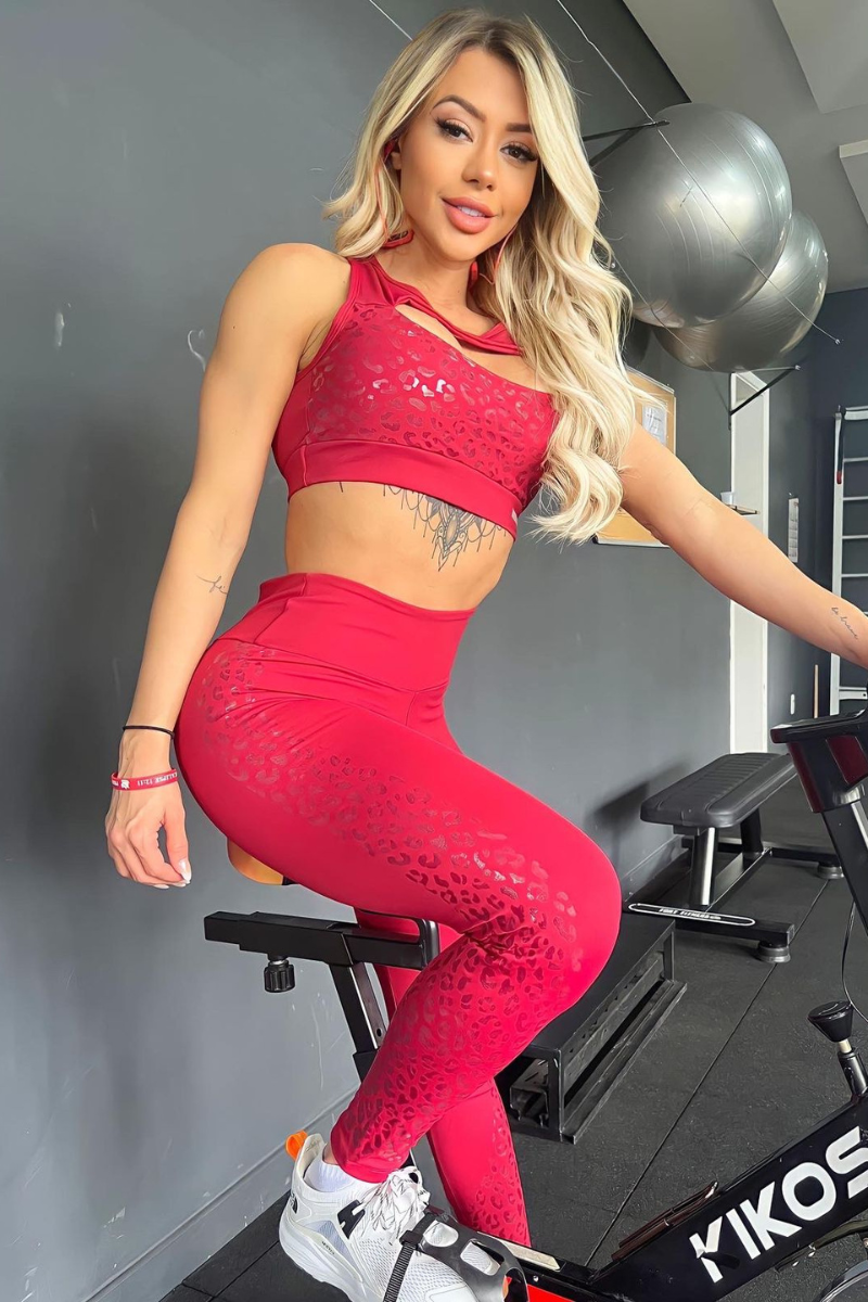 01 calca legging poliamida vermelha silk animal print