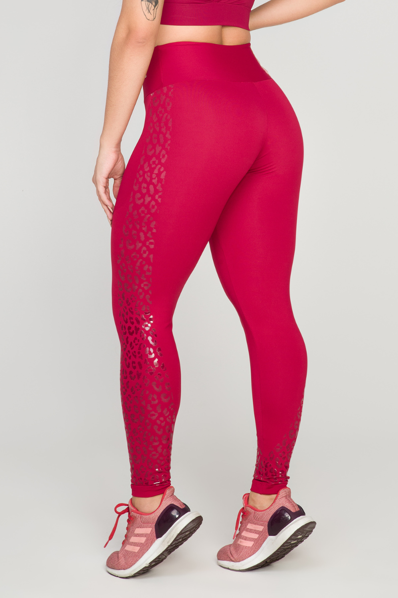 03 calca legging poliamida vermelha silk animal print