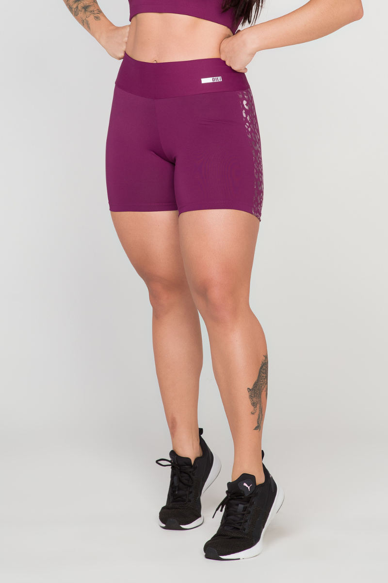 03 short fitness malbec com silk animal print