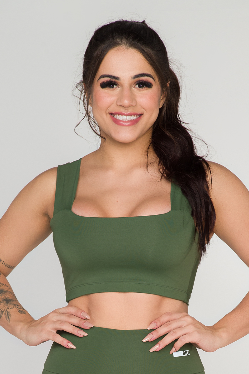 06 cropped top fitness poliamida faixa verde militar