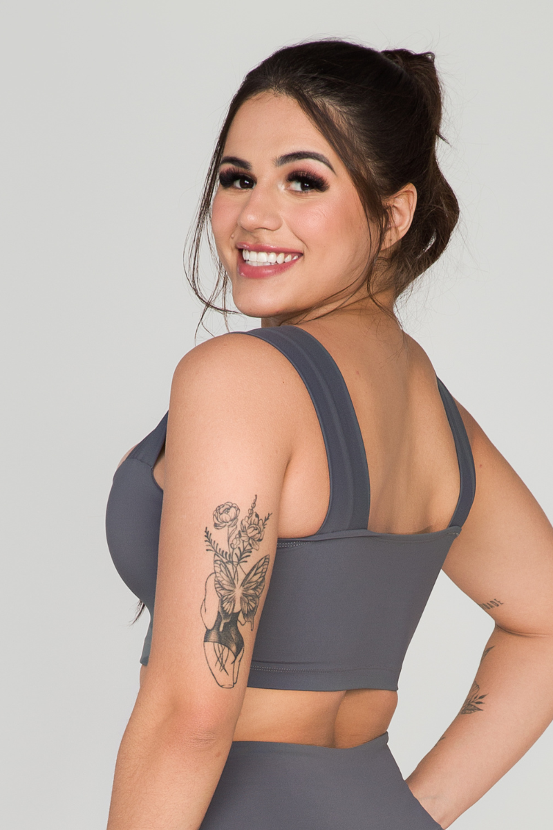 02 cropped top fitness poliamida faixa cinza