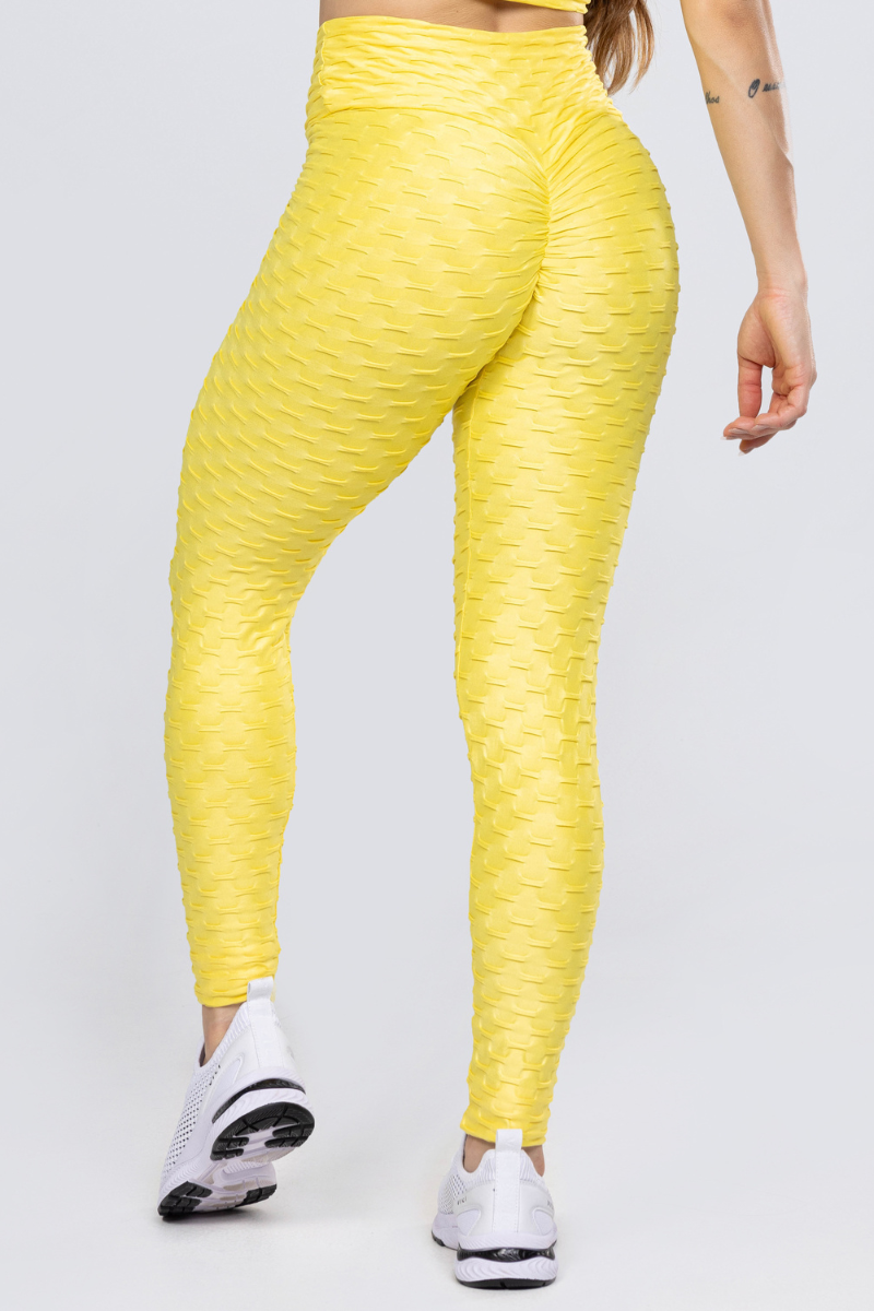 Calça Legging Fitness Empina Bumbum Amarelo