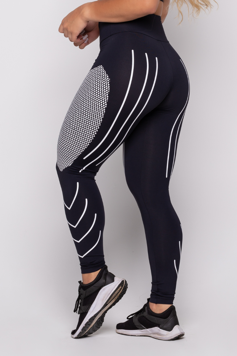 11 calca legging fitness compressao preta com branco poliamida