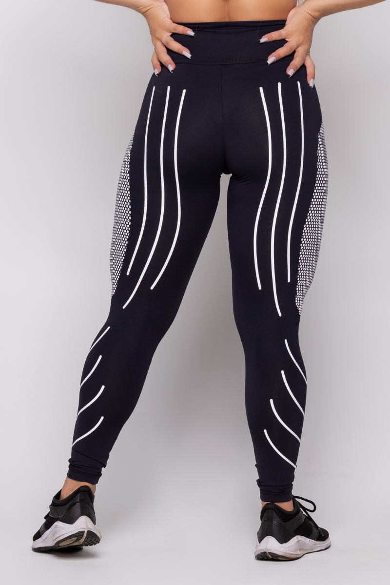 14 calca legging fitness compressao preta com branco poliamida