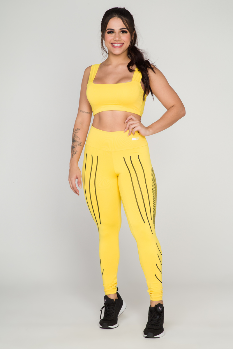 01 cropped top fitness poliamida faixa amarelo