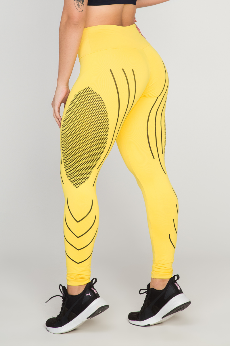 06 calca legging fitness poliamida compressao amarelo com preto
