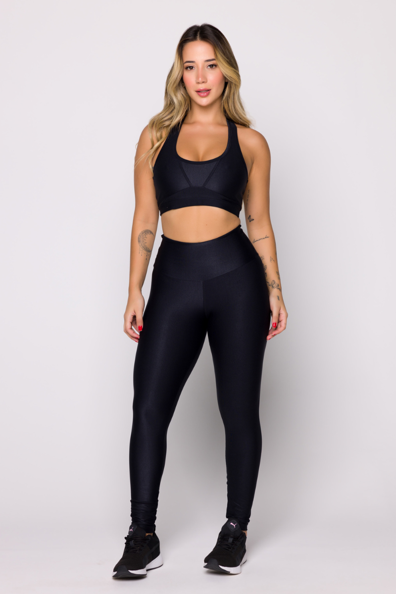 01 calca legging fitness wonder poliamida canelada basica preta