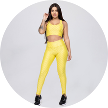 02 calca legging basica fitness alto relevo cirre amarelo