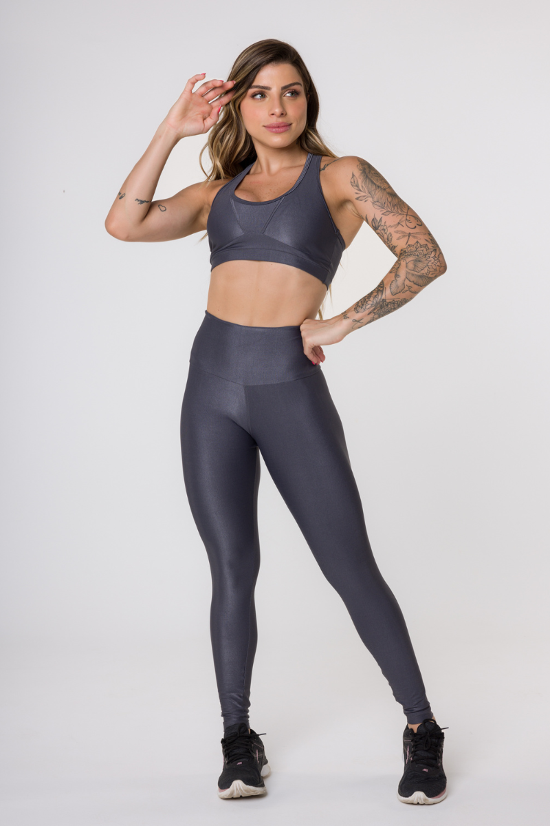 02 calca legging fitness wonder poliamida com bolso no cos cinza