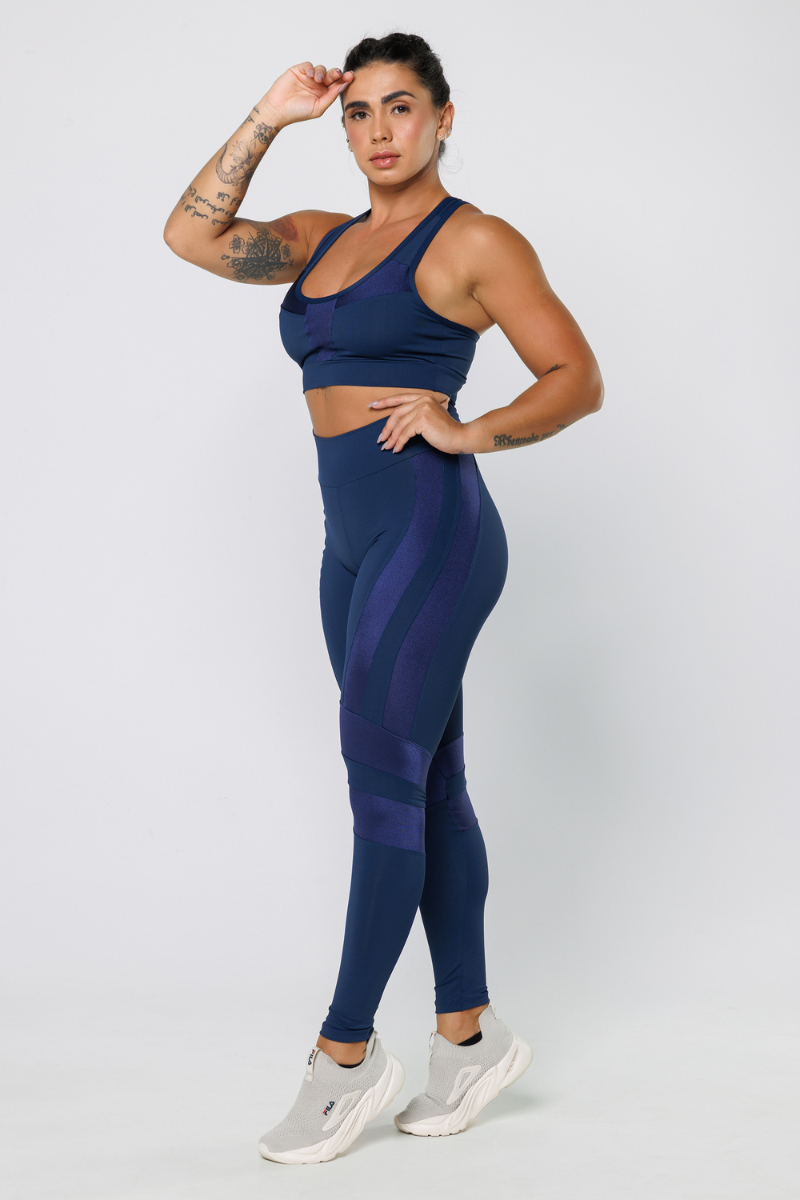 06 calca legging fitness poliamida com recortes em metalic azul marinho