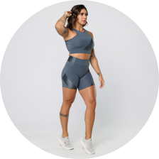 10 bermuda fitness poliamida com recortes metalic azul marinho