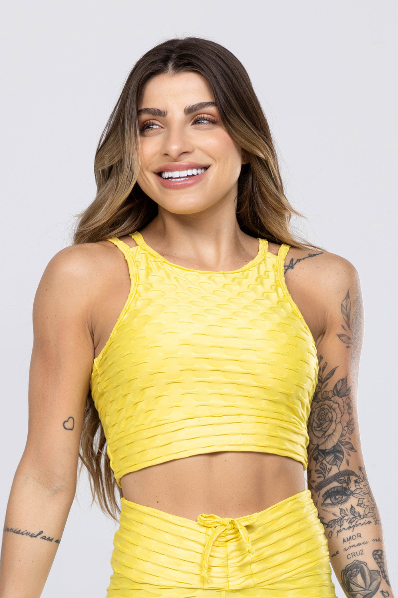 04 top fitness alto releco cirre alcas finas amarelo