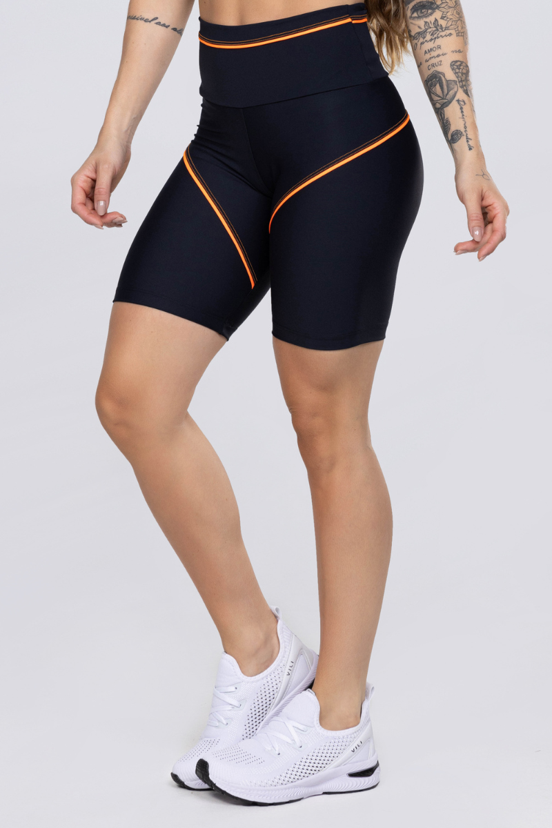 04 bermuda fitness poliamida com detalhes em vivo preta