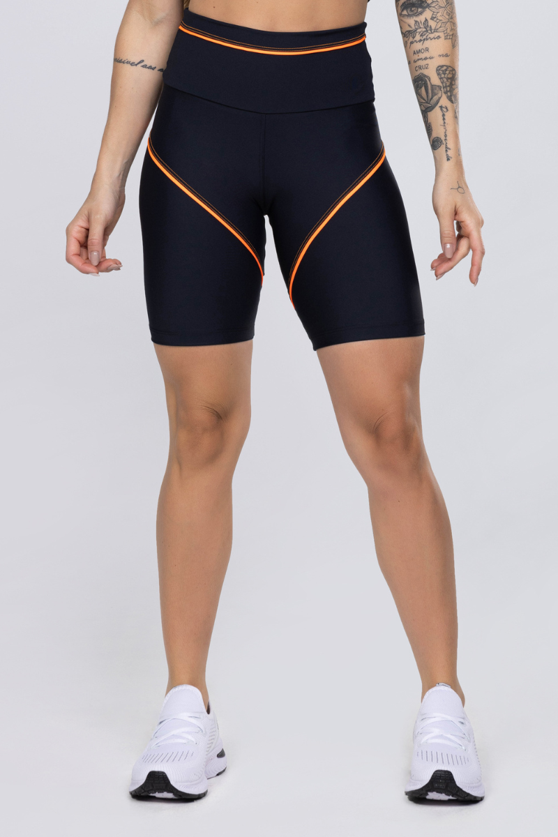 05 bermuda fitness poliamida com detalhes em vivo preta