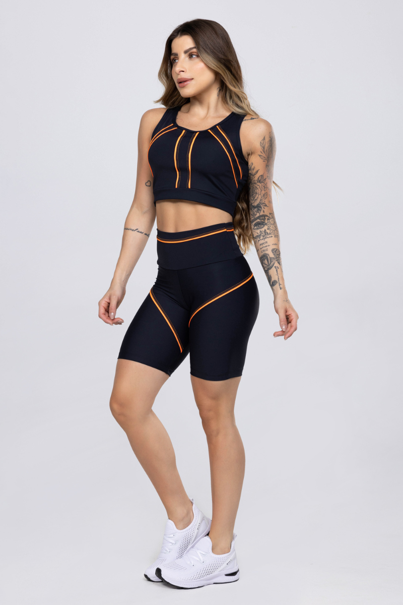 06 bermuda fitness poliamida com detalhes em vivo preta