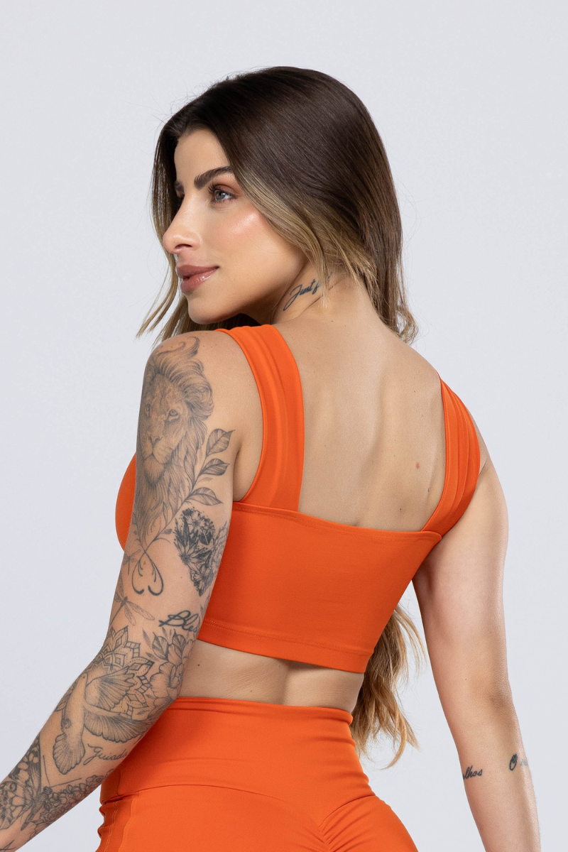02 cropped top fitness poliamida faixa laranja