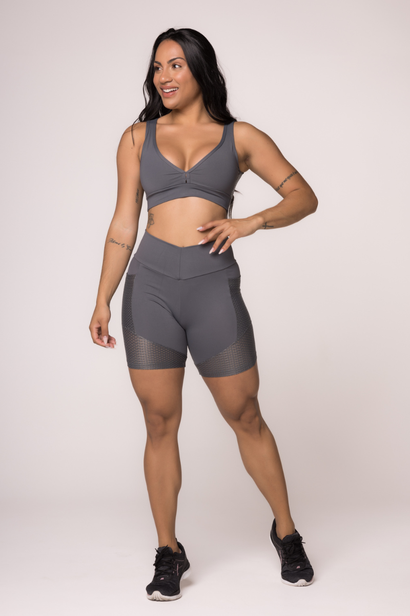 03 conjunto fitness poliamida short com bolso e top malbec