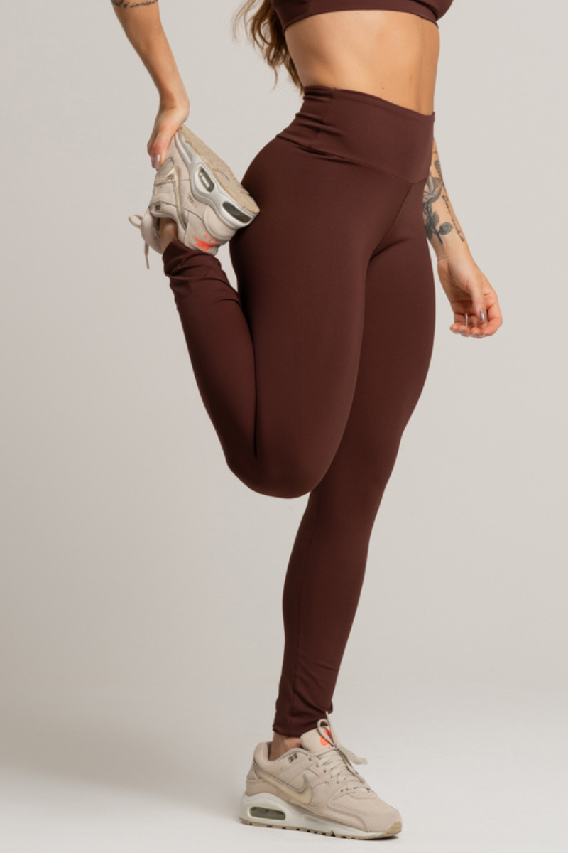 01 calca legging feminina fitness basica marrom