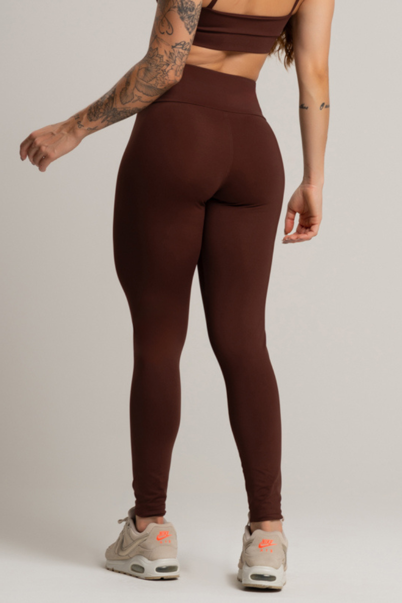 02 calca legging feminina fitness basica marrom