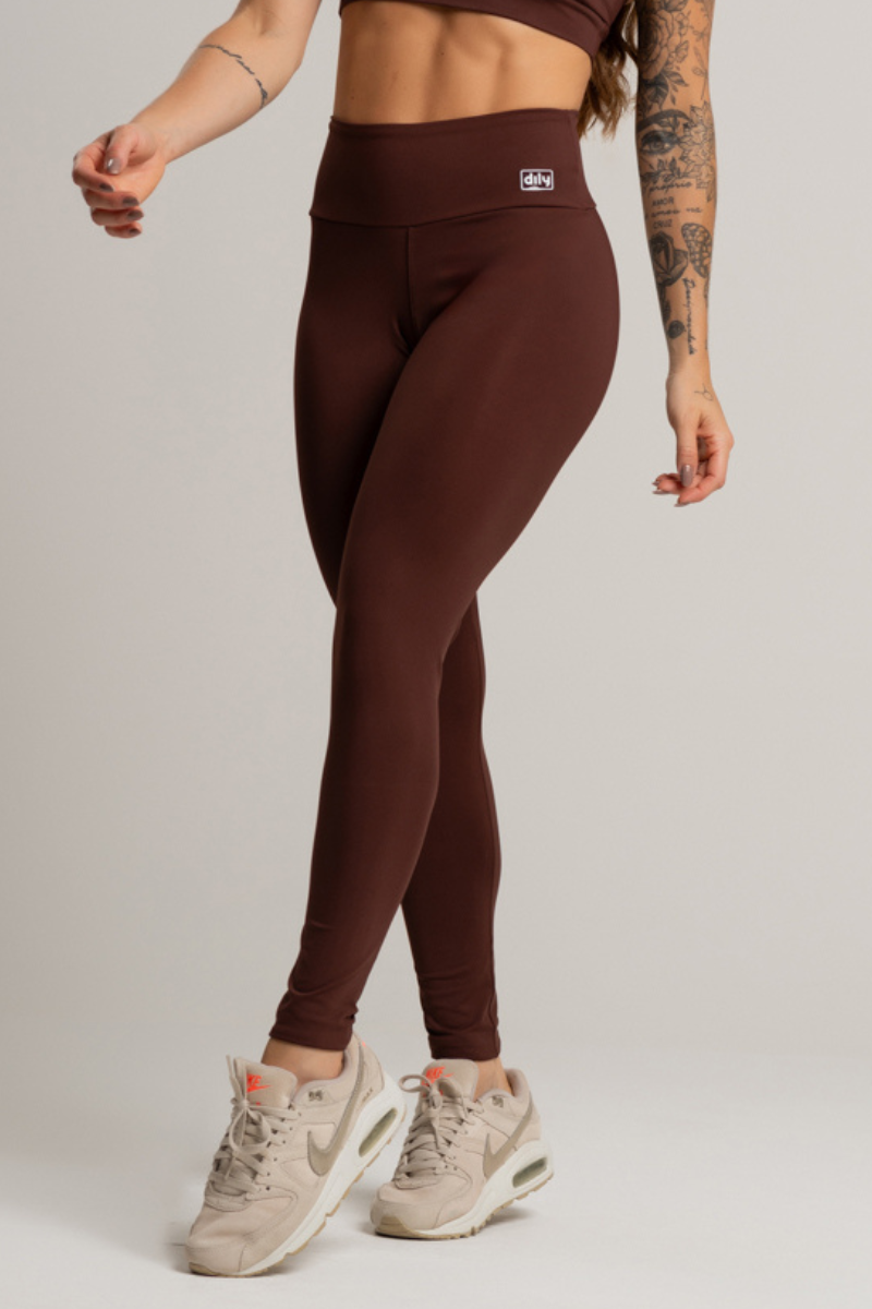 03 calca legging feminina fitness basica marrom