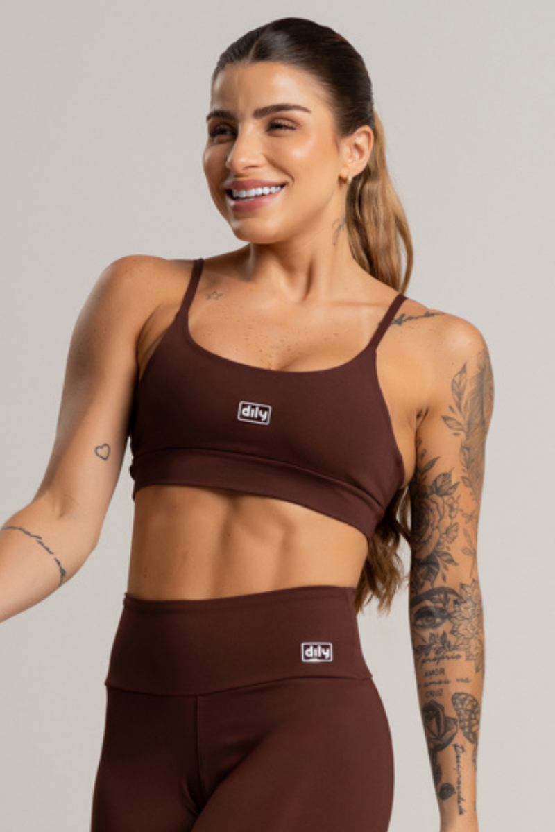 02 top feminino fitness basico marrom