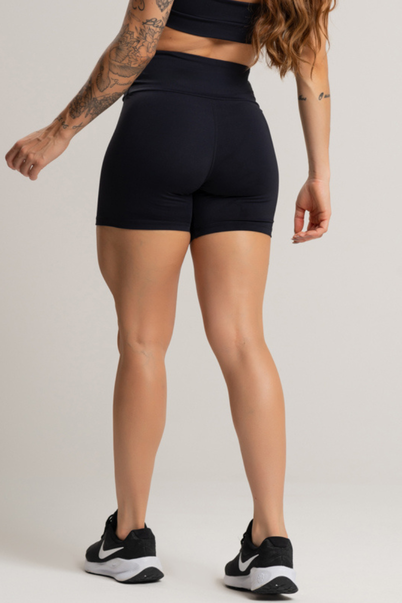 01 shorts fitness feminino basico poliamida preto
